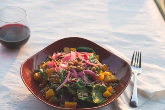 colorful salad with spinach and seeds
